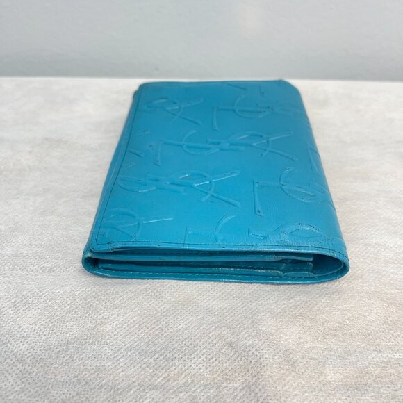 Yves Saint Laurent YSL Vintage Turquoise Compact Bifold Wallet - Preowned - Picture 13 of 13